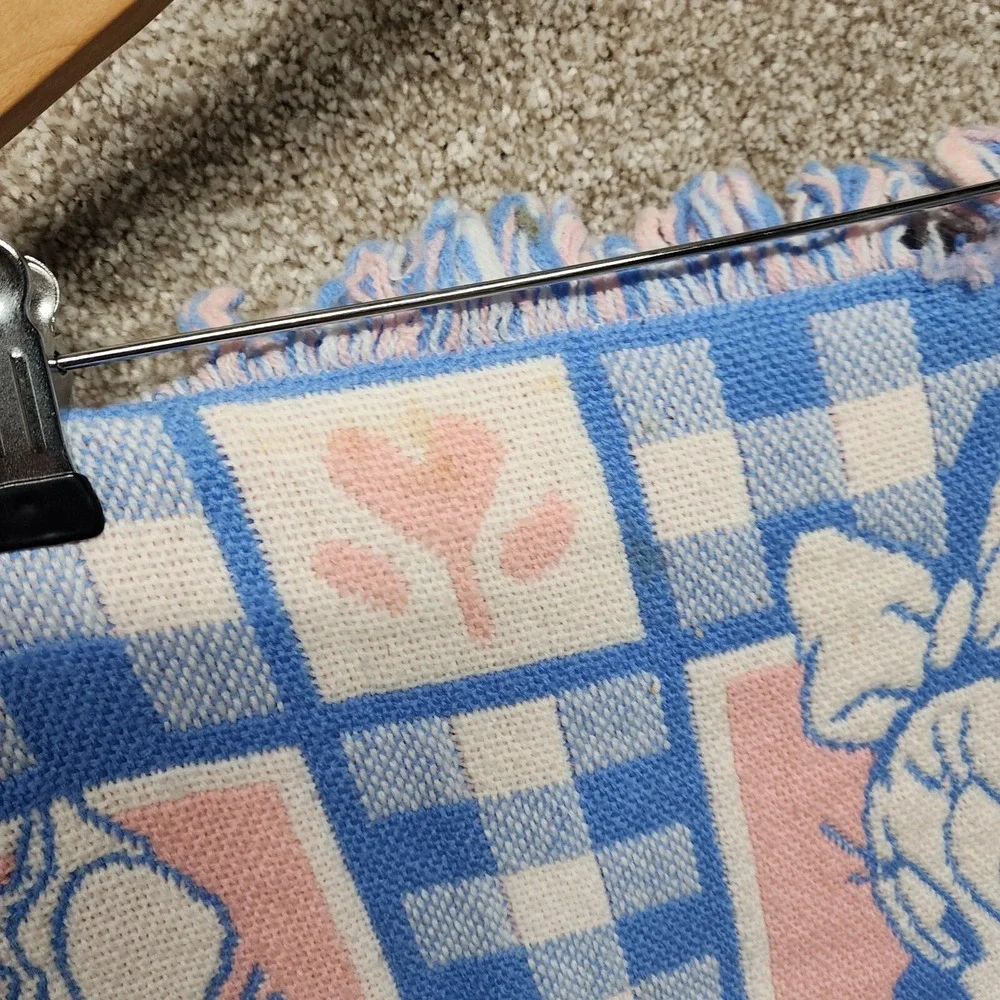 Avon 1994 Disney Babies Throw Blanket‎ Mickey Minnie Mouse Pink Blue Woven